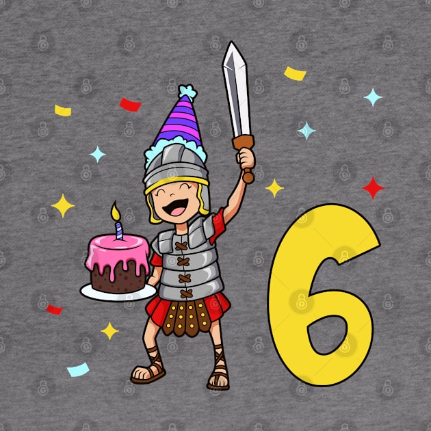 I am 6 with Centurion - kids birthday 6 years old by Modern Medieval Design